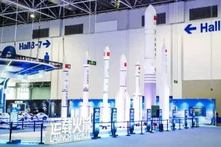 Launch systems presented at a commercial space exhibition