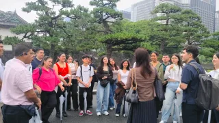 Guatemalan delegation learning together near Tokyo's Imperial Palace